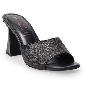 LC Lauren Conrad Rayyna Black Woven Women's Heeled Sandals, Size 6.5